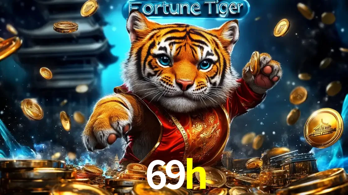 Imagem promocional do jogo de slot Fortune Tiger, com um tigre majestoso em traje tradicional cercado por uma fortuna em moedas de ouro, disponível agora no cassino 69h.